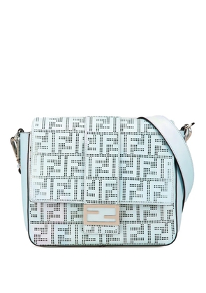 Fendi Pre-Owned 2010-2024 Medium Zucca Perforated Leather Baguette Messenger Bag crossbody bag - Blue