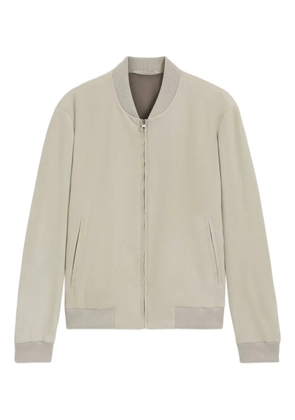 BOSS x David Beckham leather bomber jacket - Neutrals