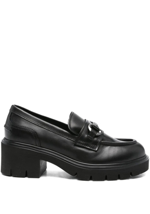 NERO GIARDINI 50mm chain-detail loafers - Black