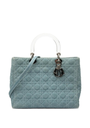 Christian Dior Pre-Owned 1999 Large Denim Cannage Acrylic Handles Lady Dior satchel - Blue