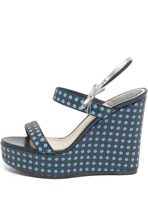 Christian Dior Pre-Owned Cannage leather wedge sandals - Black