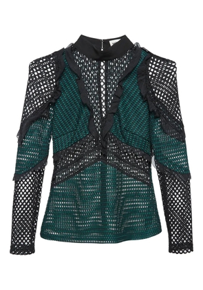 Self-Portrait pre-owned mesh panelled top - Green