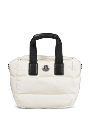 Moncler mini padded logo-patch tote bag - White