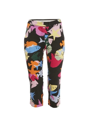 Moschino Cheap & Chic Crepe fish-print trousers - Black