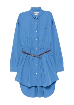 Miu Miu belted cinched shirt mini dress - Blue