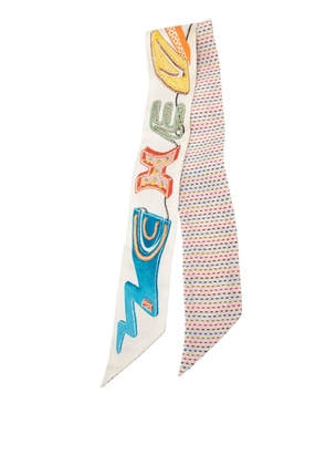 Hermès Pre-Owned 2020-2025 Chevaloscope Pointille Silk Twilly Scarf scarves - White