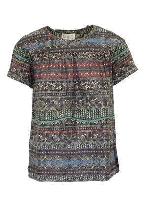 Sea abstract-print short-sleeve top - Grey