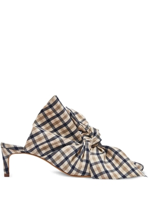 Miista 60mm Paulette bow gingham check mules - Neutrals
