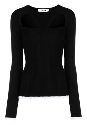 MSGM logo-intarsia cut-out jumper - Black