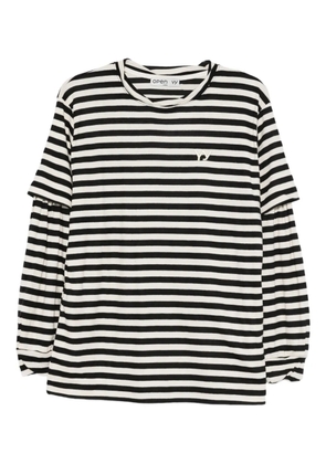 Open YY layered striped T-Shirt - Black