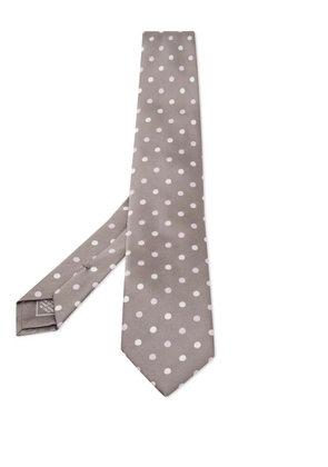Brioni Vintage polka-dot print silk tie - Grey
