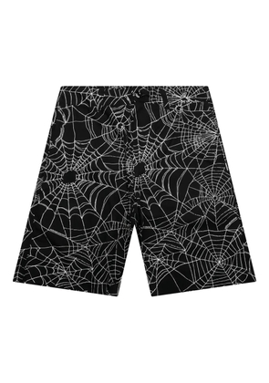 Neighborhood spiderweb-print shorts - Black