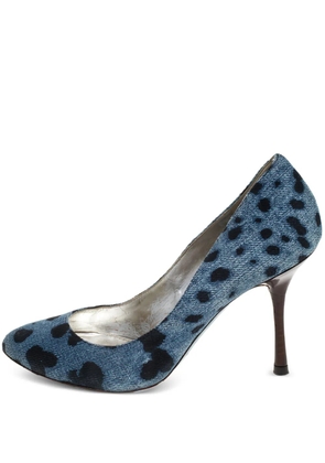 Dolce & Gabbana Pre-Owned 90mm denim leopard-print pumps - Black
