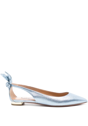 Aquazzura Bow Tie leather ballerinas - Blue