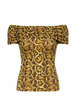 Marine Serre draped python-printed blouse - Yellow