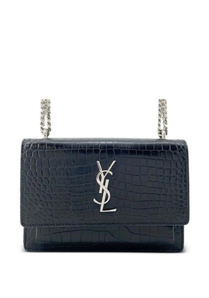 Saint Laurent Pre-Owned 2013-2025 Croc Embossed Leather Monogram Sunset Chain Wallet crossbody bag - Black