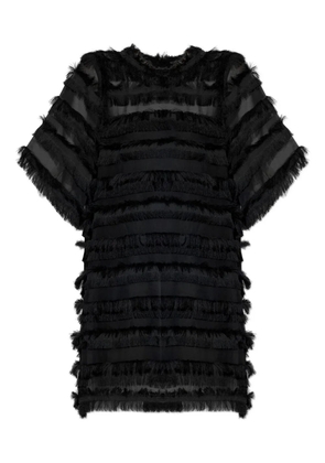 MUNTHE Lipona fringe-embellished sheer mini dress - Black