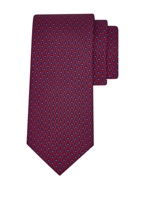 Ferragamo gancini print silk tie - Red