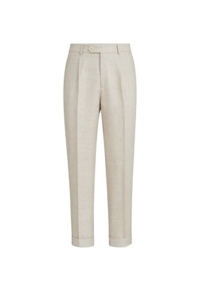 Brunello Cucinelli pleat hopsack trousers - Neutrals