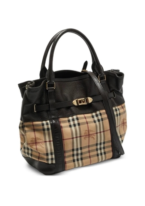 Burberry Pre-Owned Haymarket check-pattern leather tote bag - Brown