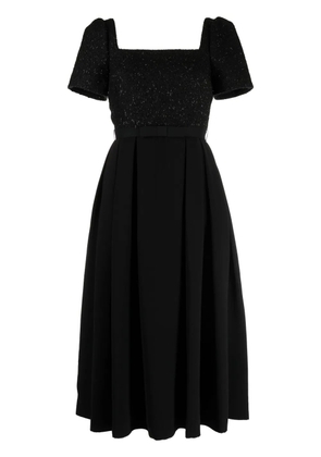 Self-Portrait bouclé-panel midi dress - Black