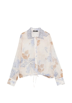 Seventy floral crocheted collar top - Neutrals