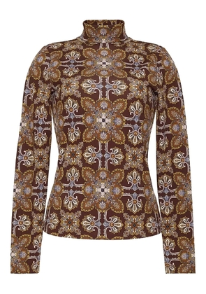 Cara Cara printed mock-neck top - Brown