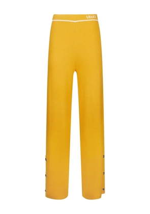 LIU JO logo-waistband button-detail straight trousers - Yellow