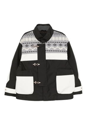 CROQUIS pattern-panelled down jacket - Black