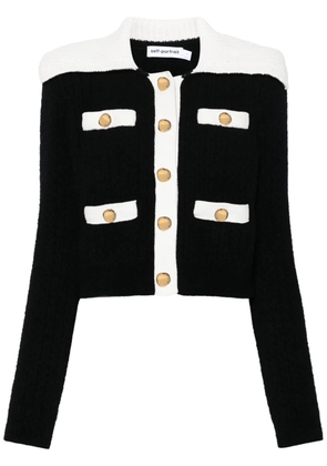 Self-Portrait contrast-trim cardigan - Black