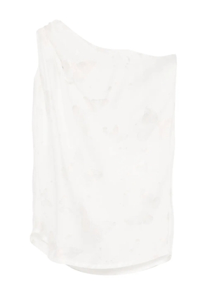 BLAKLACE butterfly one-shoulder top - White