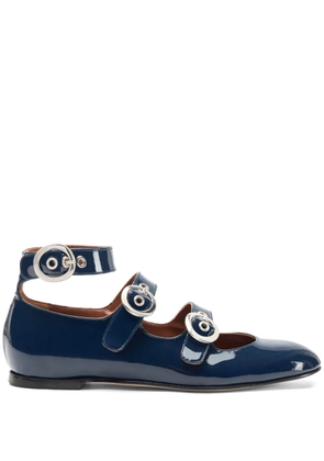 Scarosso Linda II leather ballerina shoes - Blue