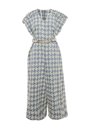 Poca & Poca houndstooth belted jumpsuit - Blue