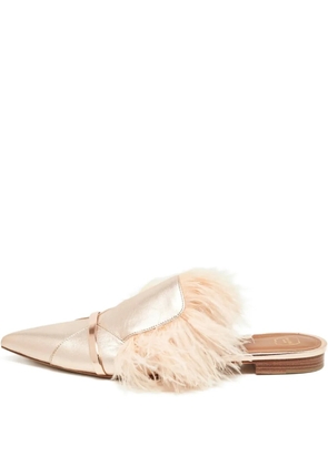 Malone Souliers feather-embellished leather mules - Gold