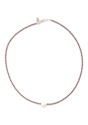 Santangelo striped pearl necklace - Red