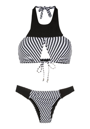 Amir Slama striped cut-out halterneck bikini - Black