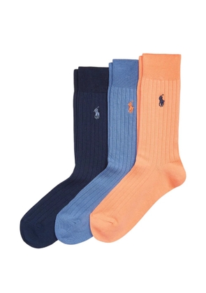 Polo Ralph Lauren ribbed logo-embroidered socks (set of three) - Blue