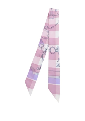 Hermès Pre-Owned 2000-2025 Mors et Gourmettes Vichy Silk Twilly Scarf scarves - Pink