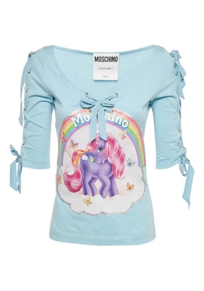 Moschino Pre-Owned lace-up printed top - Blue