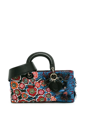 Christian Dior Pre-Owned 2016 Medium Beaded Flower Embellished Lady D Joy satchel - Blue