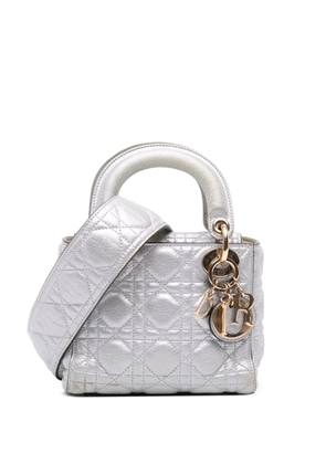 Christian Dior Pre-Owned 2017 Mini Metallic Grained Calfskin Cannage Lady Dior satchel - Silver