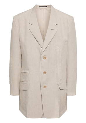 Y's 40 linen triple-stitch panelled jacket - Neutrals