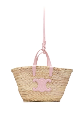 Celine Pre-Owned 2023 Teen Raffia Cuir Triomphe Classic Panier Tote satchel - Brown