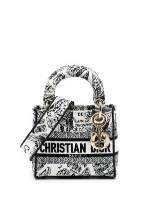 Christian Dior Pre-Owned 2023 Mini Embroidered Canvas Plan de Paris Lady D Lite satchel - White