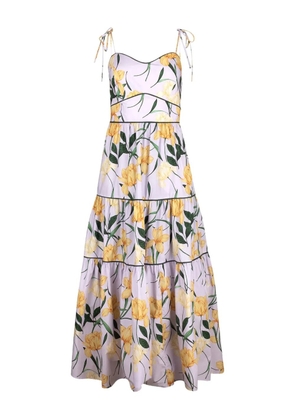 Christy Lynn Saphina tie-strap floral midi dress - Neutrals