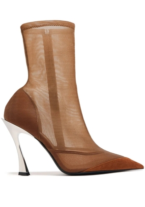 Mugler Fang 95mm mesh boots - Brown