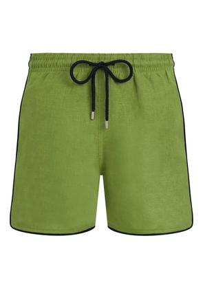 Vilebrequin drawstring piped linen swim shorts - Green