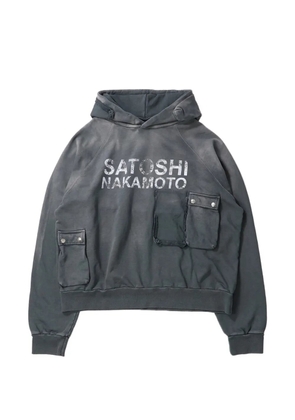 SATOSHI NAKAMOTO multi-pocket hoodie - Grey