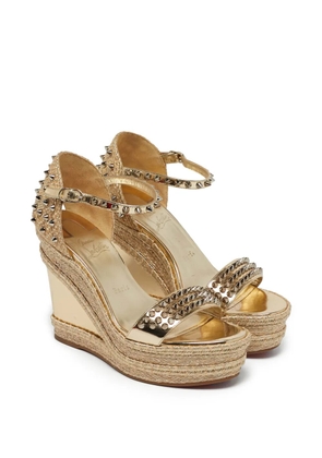 Christian Louboutin Pre-Owned Madmonica braided-leather platform espadrilles - Gold