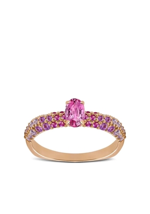 FULLORD 18K rose gold Eternity Solitaire pink sapphire ring